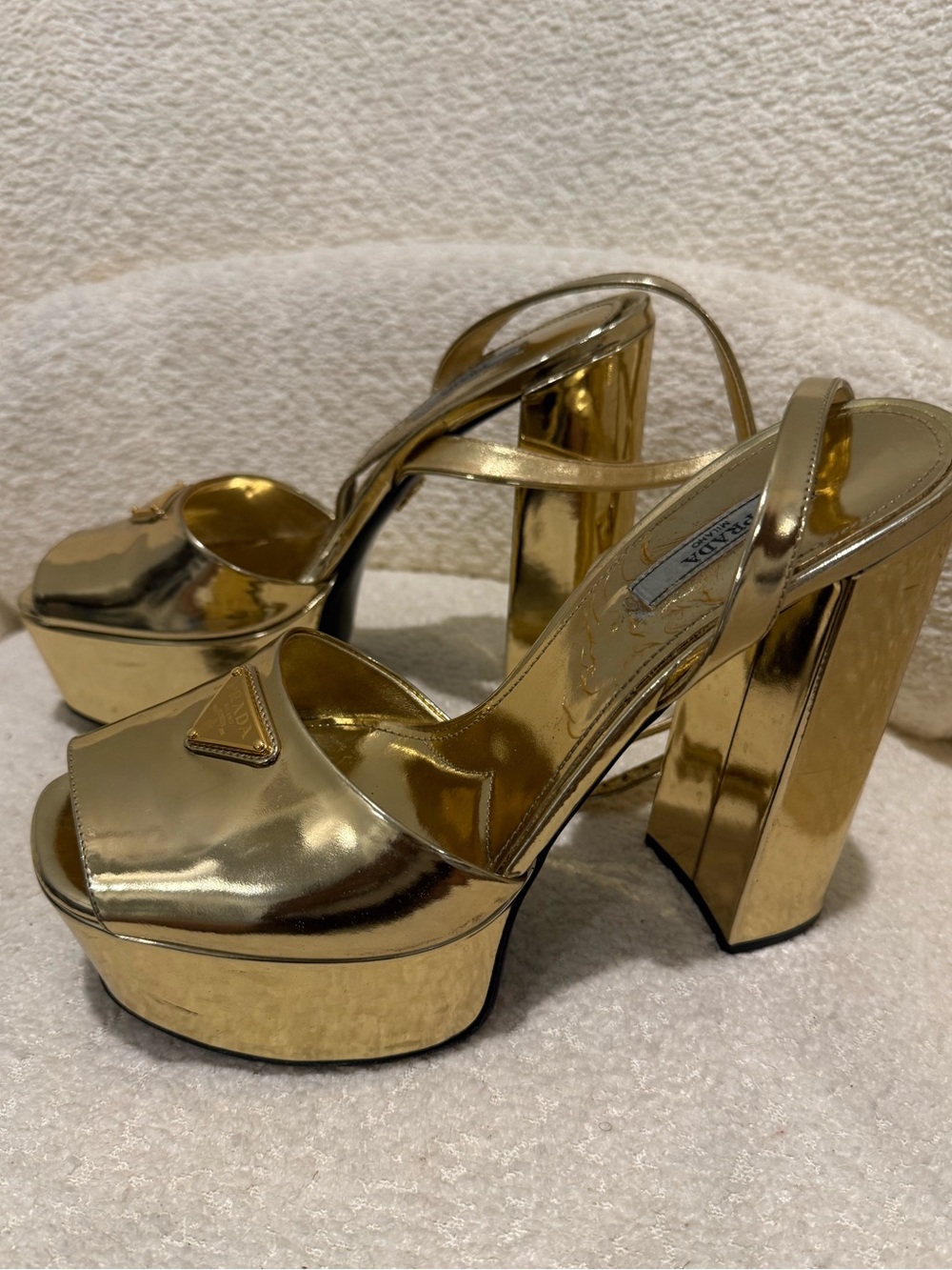 Prada Metallic Gold Platform Sandals - Women